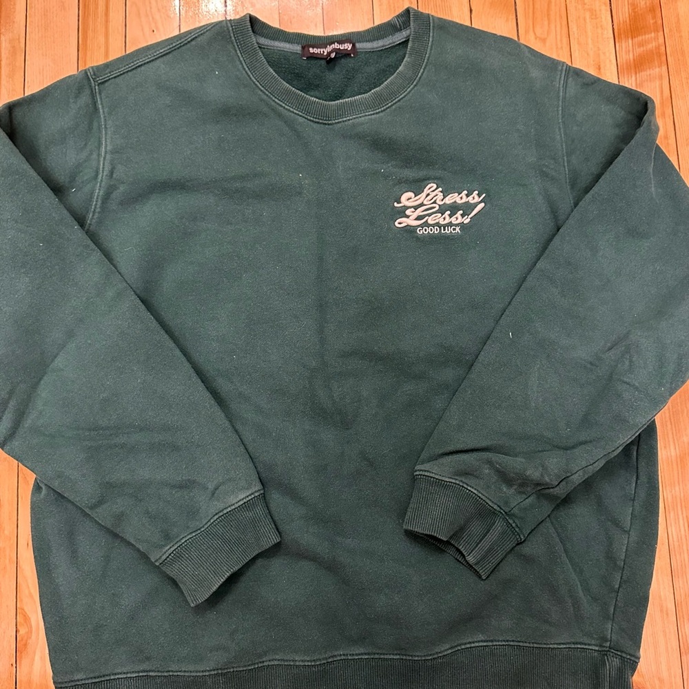 SORRYIMBUSY Green Crewneck Sweater